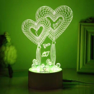Đèn LED 3D dùng để trang trí và làm quà tặng hình trái tim