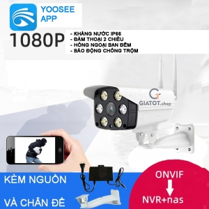 Camera wifi YooSee ngoài trời soi đêm có màu fullHD-1080PP QJ04 kèm nguồn và chân đế