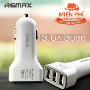 Tẩu sạc nhanh ô tô 3 cổng USB 3.6A Remax xịn CC301