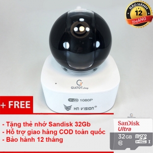 Camera wifi cao cấp HNvision fullHD 1080P đế vuông tặng thẻ nhớ 32G