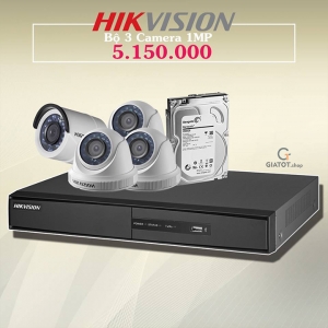Trọn bộ camera Hikvision 04 mắt camera HK431-1.0MP giá cực rẻ hàng chính hãng!