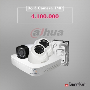Trọn bộ camera Dahua 03 mắt cameraDH321-1.0MP giá cực rẻ hàng chính hãng
