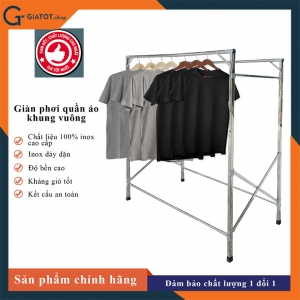 Giàn phơi quần áo khung vuông 1.5m gấp gọn bằng inox GIATOT.shop GTS442