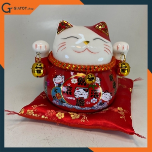 Mèo thần tài may mắn Maneki Neko 10cm kiêm hũ tiết kiệm