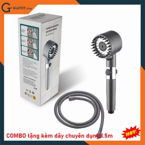 Combo vòi hoa sen tăng áp 4 trong 1 với đầu vòi mát xa cao cấp tặng kèm 1.5m dây