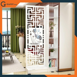 Vách ngăn liền kệ hình dích dắc và hoa sen sang trọng GTS337