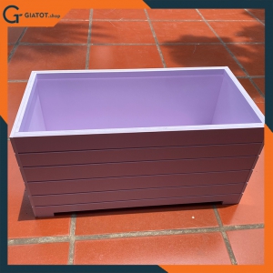 Chậu gỗ nhựa ngoài trời composite kẻ chỉ có chân