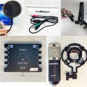 Bộ micro thu âm cao cấp BM900 + sound card K10 đặc biệt + dây livestream + Kẹp đỡ để bàn và màng lọc