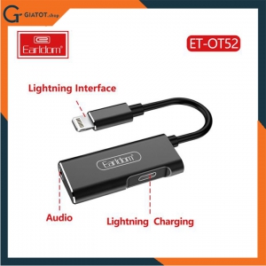 Jack chuyển 2in1 Lightning Earldom OT52 (1 cổng Lightning + 1 cổng 3.5mm)