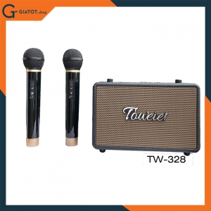 Loa xách tay bluetooth Toweier TW-328 kèm 2 micro không dây hát karaoke
