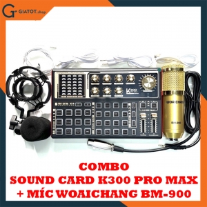 Combo sound card âm thanh K300 Pro Max kèm míc thu âm woaichang BM900