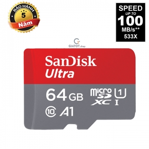 Thẻ nhớ MicroSD SanDisk Ultra Class10 A1 64GB 100Mb/s tặng Adapter