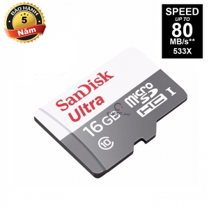 Thẻ nhớ SanDisk Ultra microSDHC Class10 80MB/s 16Gb chính hãng