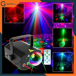 Đèn laser bay phòng cảm biến âm thanh kết hợp đèn led xoay 7 màu