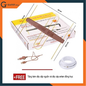 Combo Anten DVB T2 có mạch khuếch đại Hoành Kiến Đạt tặng kèm dây cáp và dây cấp nguồn