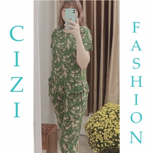 Bộ lửng cộc tay mặc nhà lanh hoa nhí CiZi Fashion