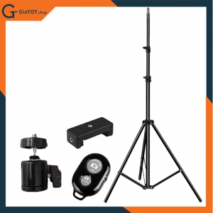 Giá đỡ tripod 2m1 kèm kẹp điện thoại và điều khiển bluetooth chụp hình quay phim và livestream